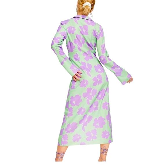 NWOT ASOS Design 70s Drape Front Wrap Midi Dress Green/Lilac Floral – Sz 4 - Picture 9 of 9